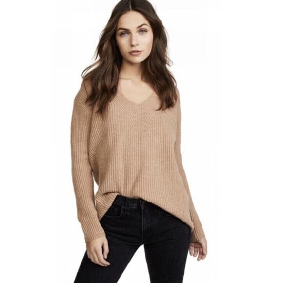 Madewell Womens Woodside Merino Wool V-neck Pullover Sweater Size XS in Beige - Picture 1 of 9
